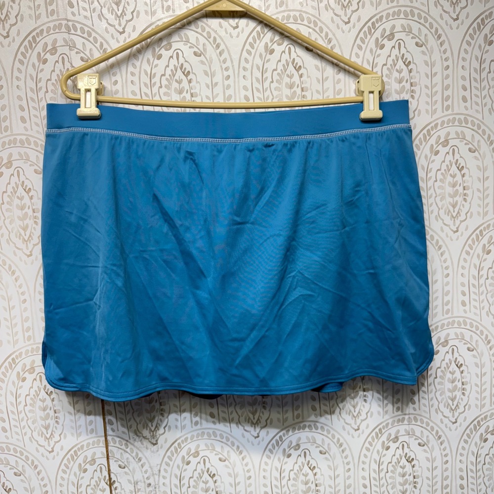 Lands' End Swim Skirt Women 18W Blue Skort Bottom Attached Brief Lycra Spandex